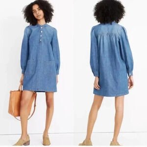 Madewell Denim Patch-Pocket Popover Shirtdress(S)